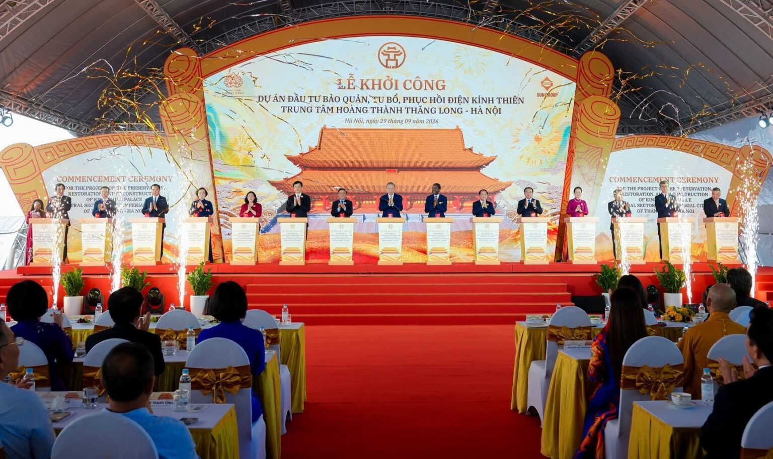 Lễ khởi công Dự án Đầu tư bảo quản, tu bổ, phục hồi Điện Kính Thiên thể hiện quyết tâm trong việc bảo tồn, phục hồi và phát huy giá trị Di sản Thế giới khu Trung tâm Hoàng thành Thăng Long - Hà Nội. bao-ton-di-san-dung-dong-bang-2.jpg